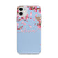 Personalised Blue Pink Blossom Apple iPhone 11 in White with Bumper Case