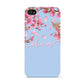Personalised Blue Pink Blossom Apple iPhone 4s Case