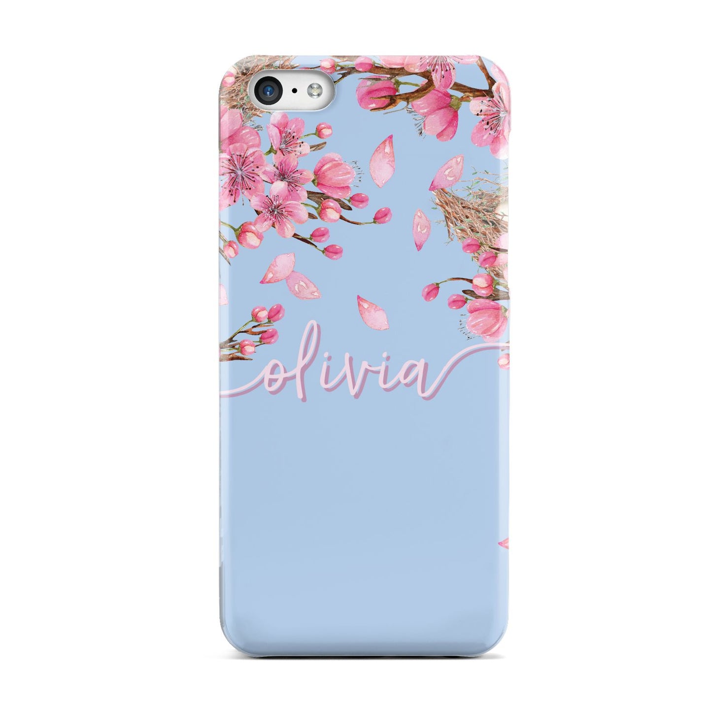 Personalised Blue Pink Blossom Apple iPhone 5c Case