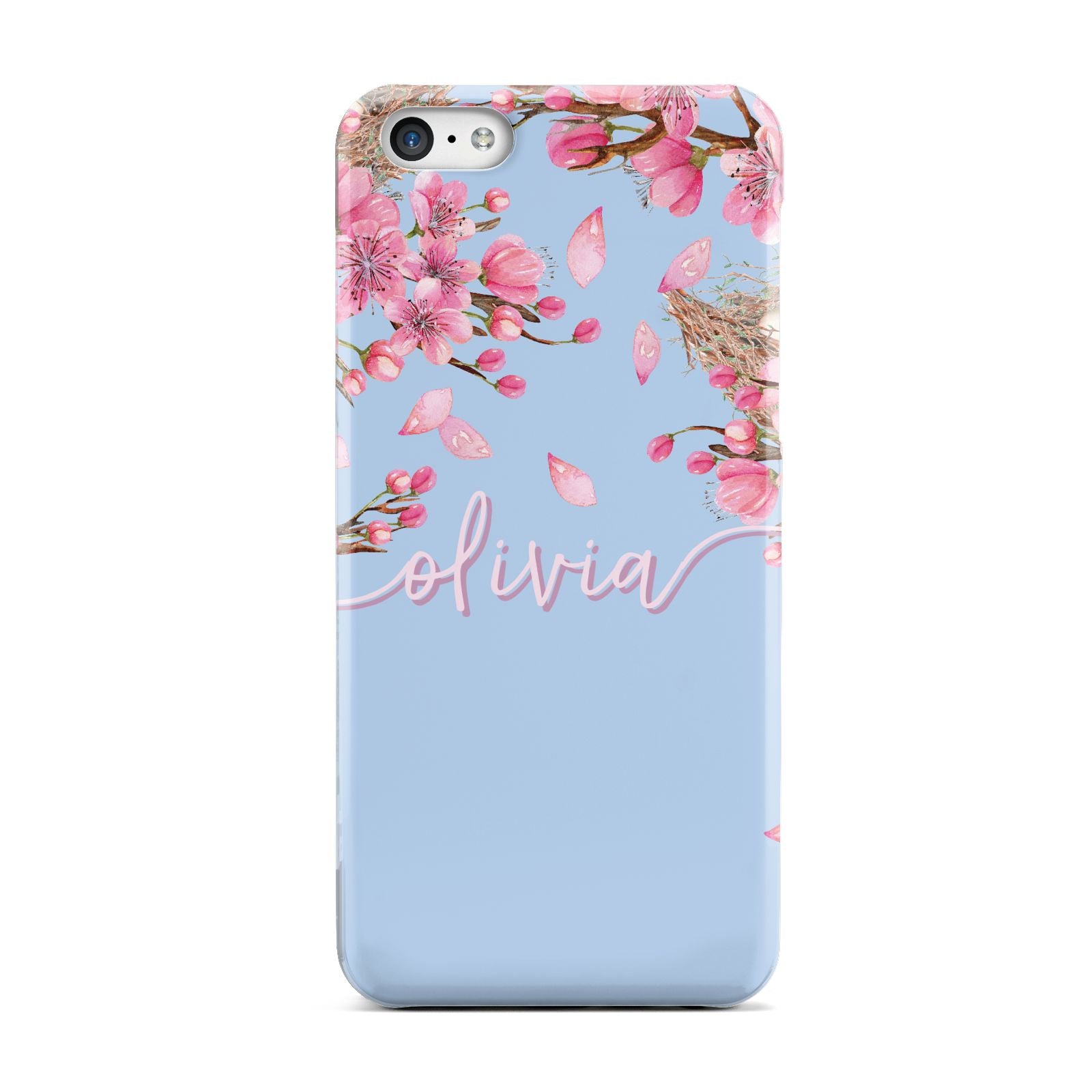 Personalised Blue Pink Blossom Apple iPhone 5c Case
