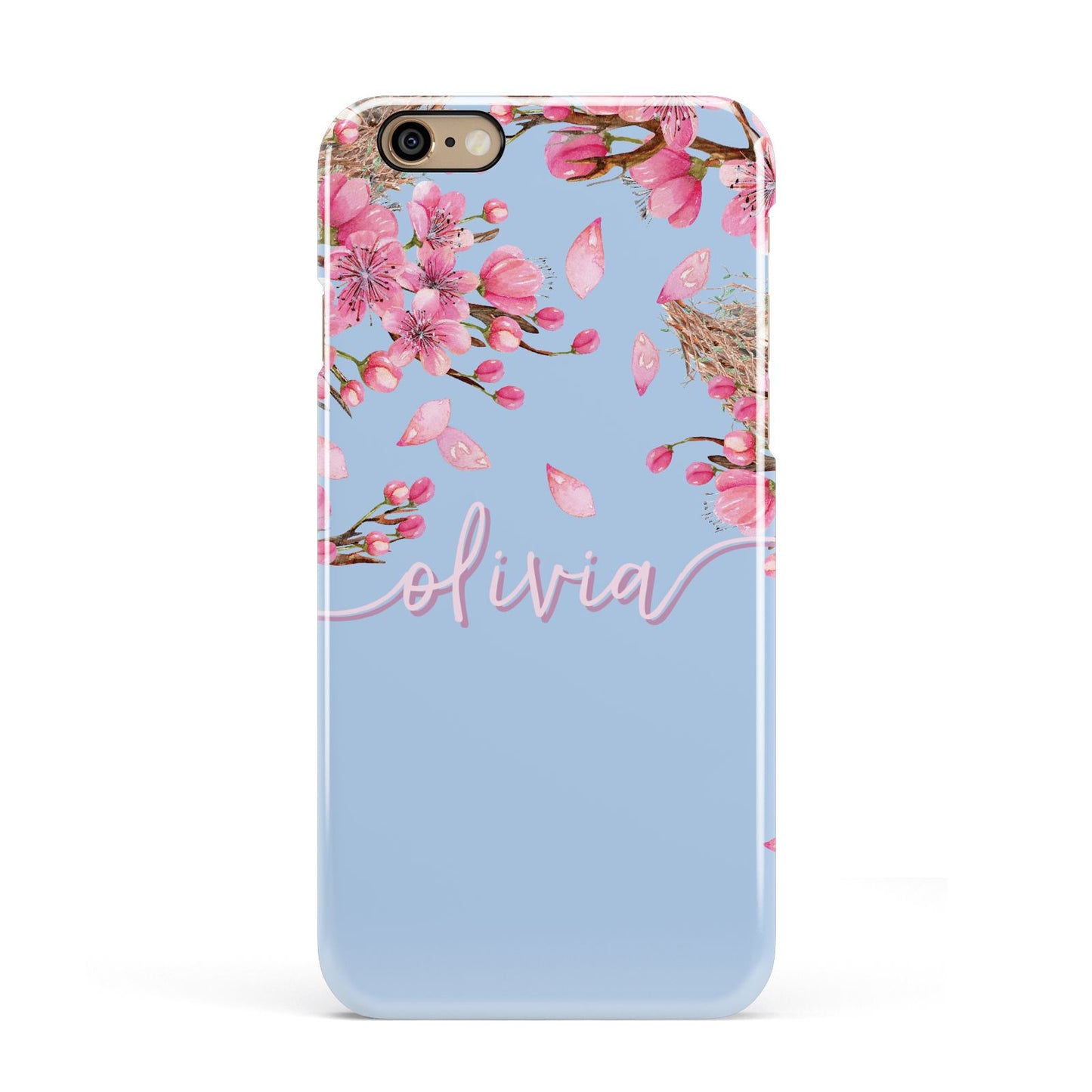 Personalised Blue Pink Blossom Apple iPhone 6 3D Snap Case