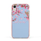 Personalised Blue Pink Blossom Apple iPhone XR Impact Case Pink Edge on Silver Phone