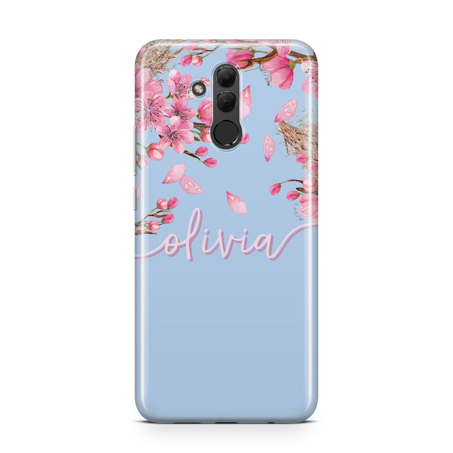 Personalised Blue Pink Blossom Huawei Mate 20 Lite