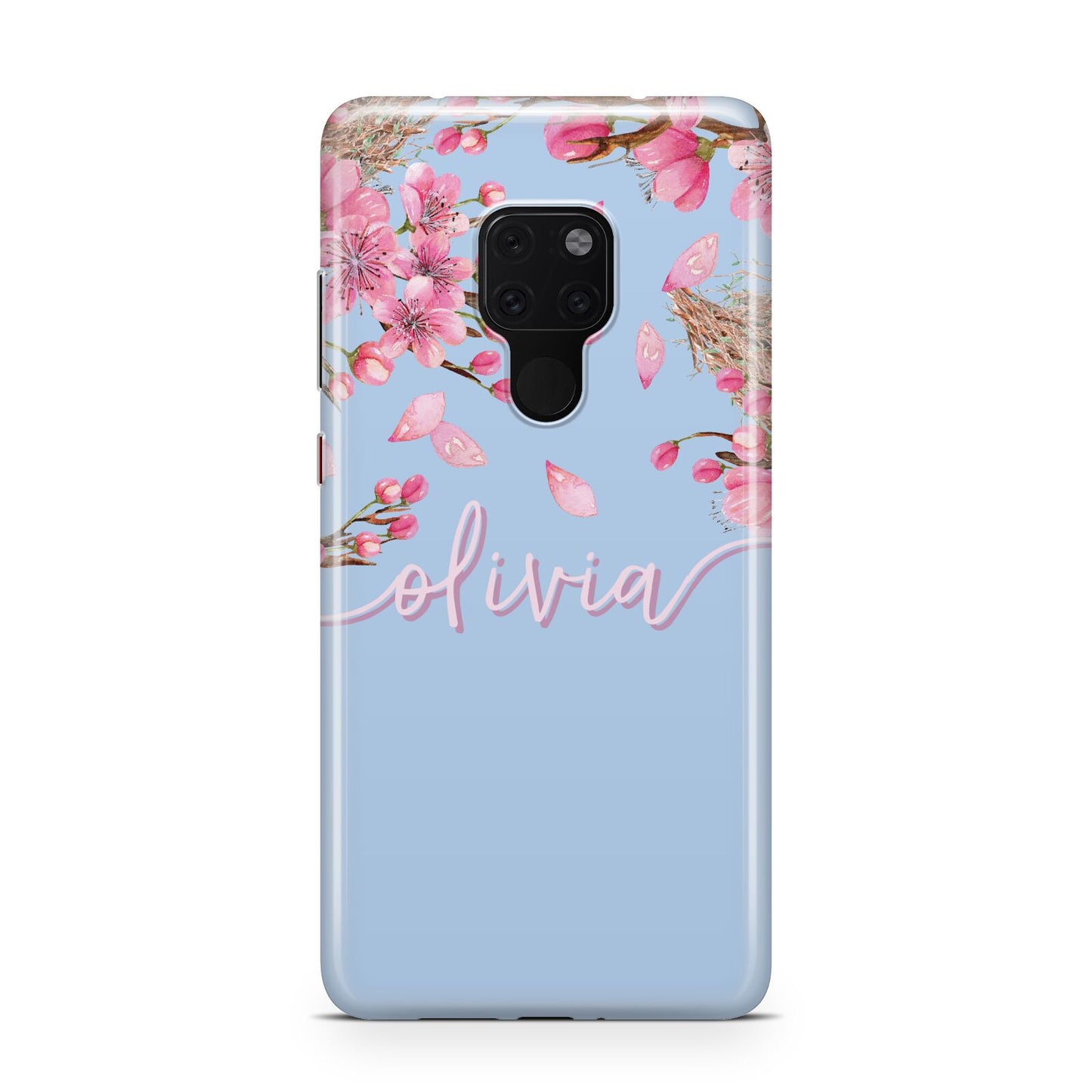 Personalised Blue Pink Blossom Huawei Mate 20 Phone Case