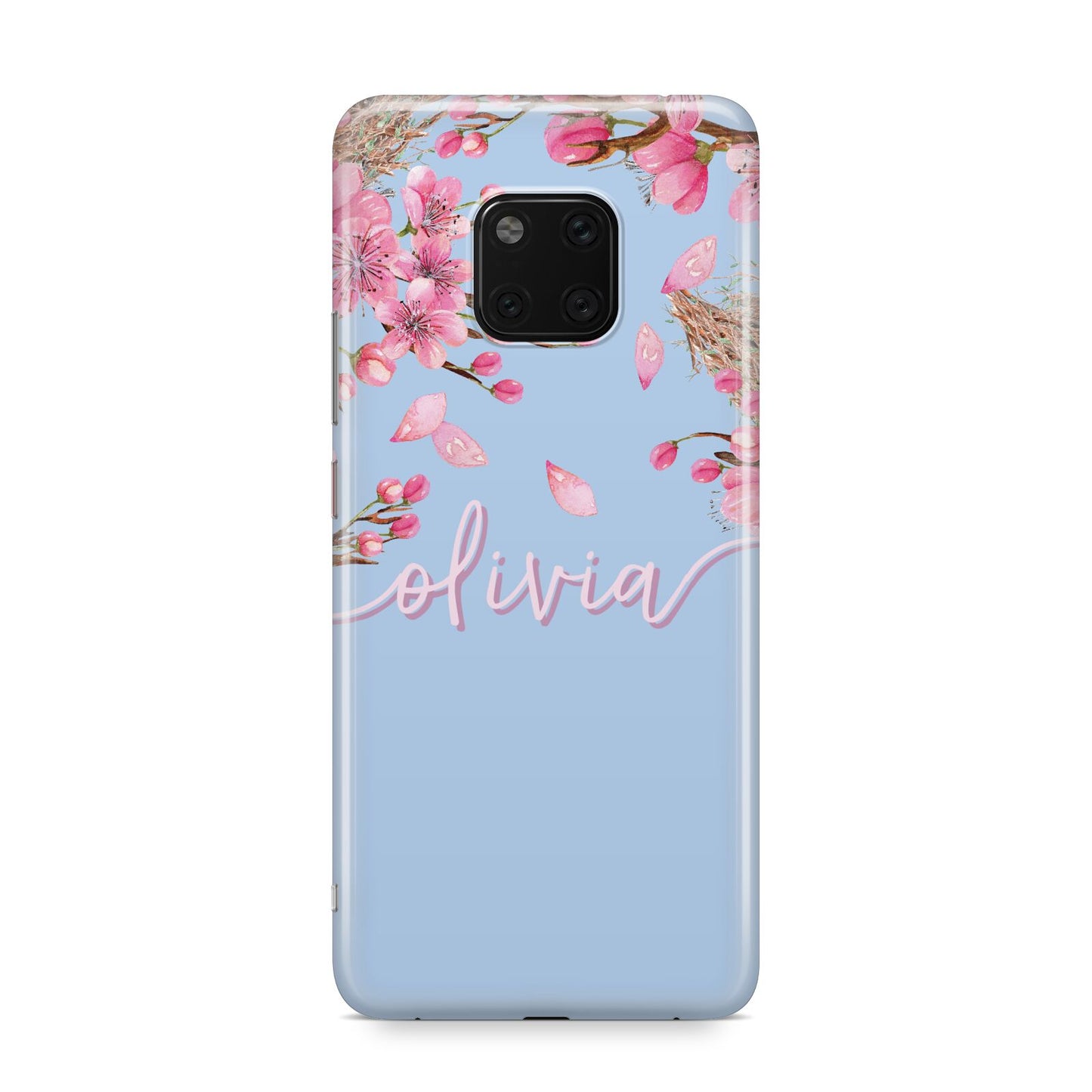 Personalised Blue Pink Blossom Huawei Mate 20 Pro Phone Case