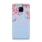Personalised Blue Pink Blossom Huawei Mate 20X Phone Case