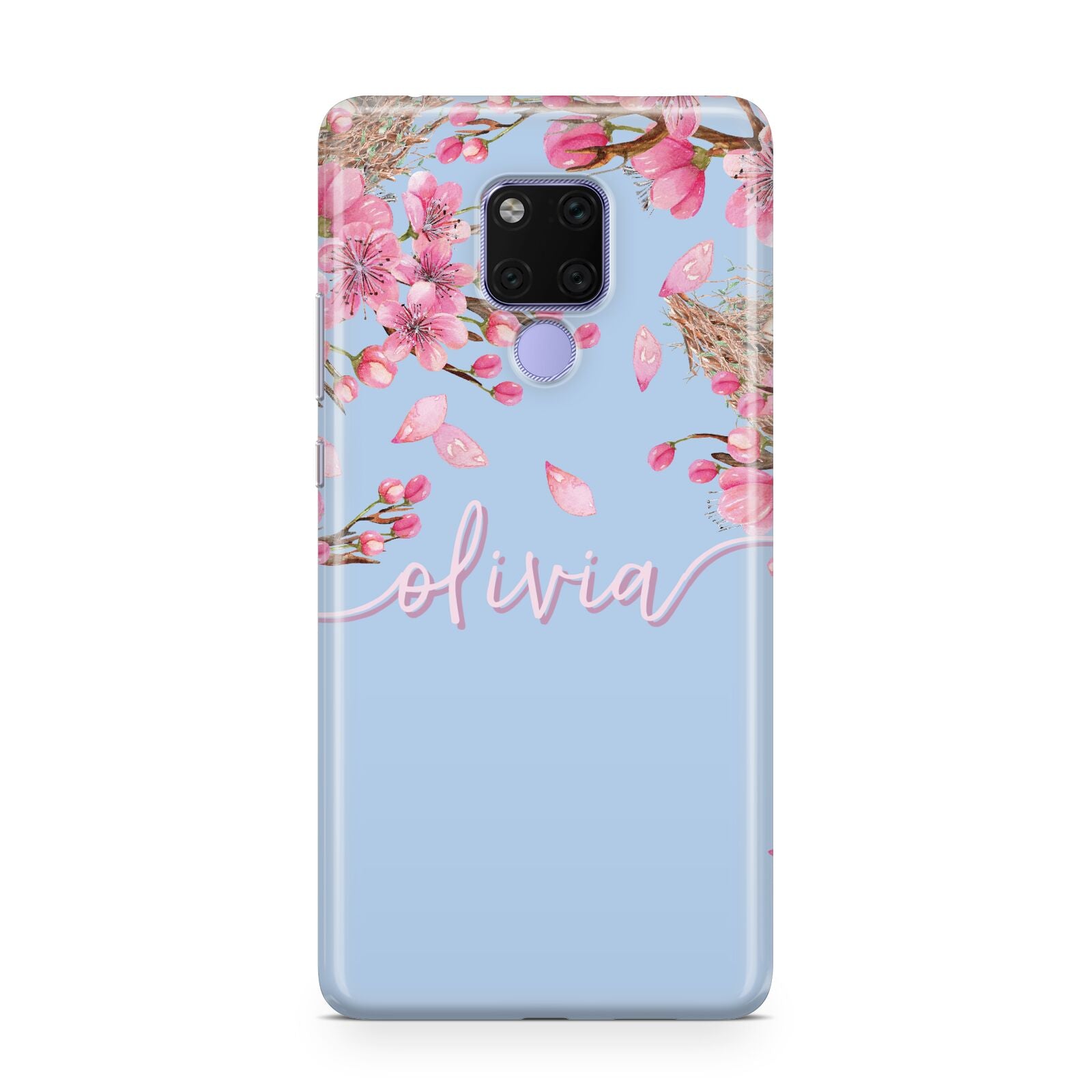Personalised Blue Pink Blossom Huawei Mate 20X Phone Case