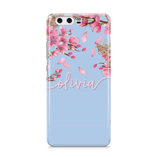 Personalised Blue Pink Blossom Huawei P10 Phone Case