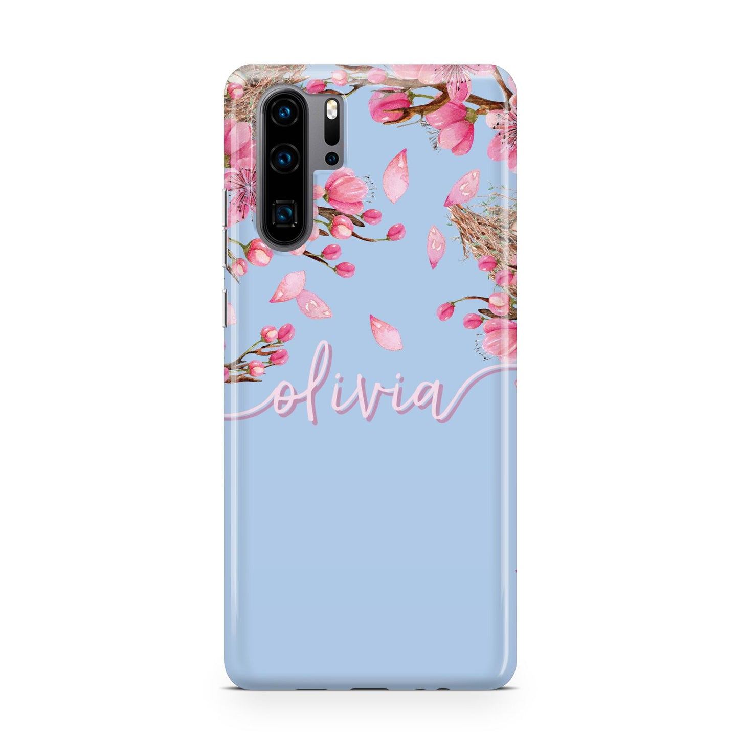 Personalised Blue Pink Blossom Huawei P30 Pro Phone Case