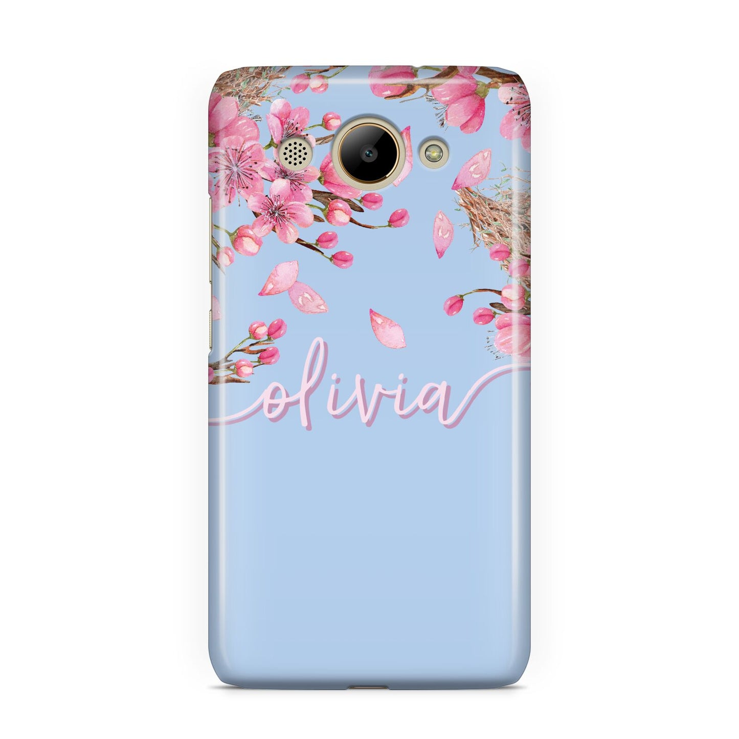Personalised Blue Pink Blossom Huawei Y3 2017
