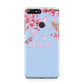 Personalised Blue Pink Blossom Huawei Y7 2018