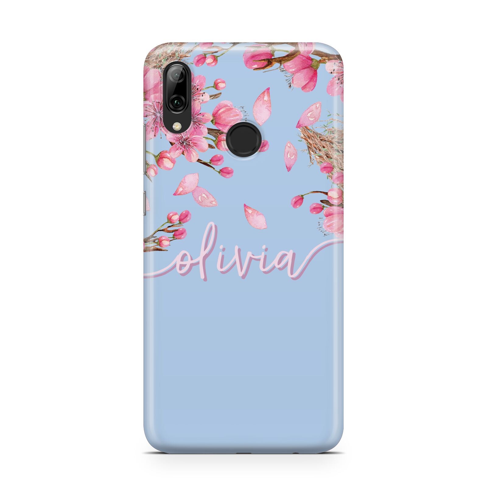 Personalised Blue Pink Blossom Huawei Y7 2019