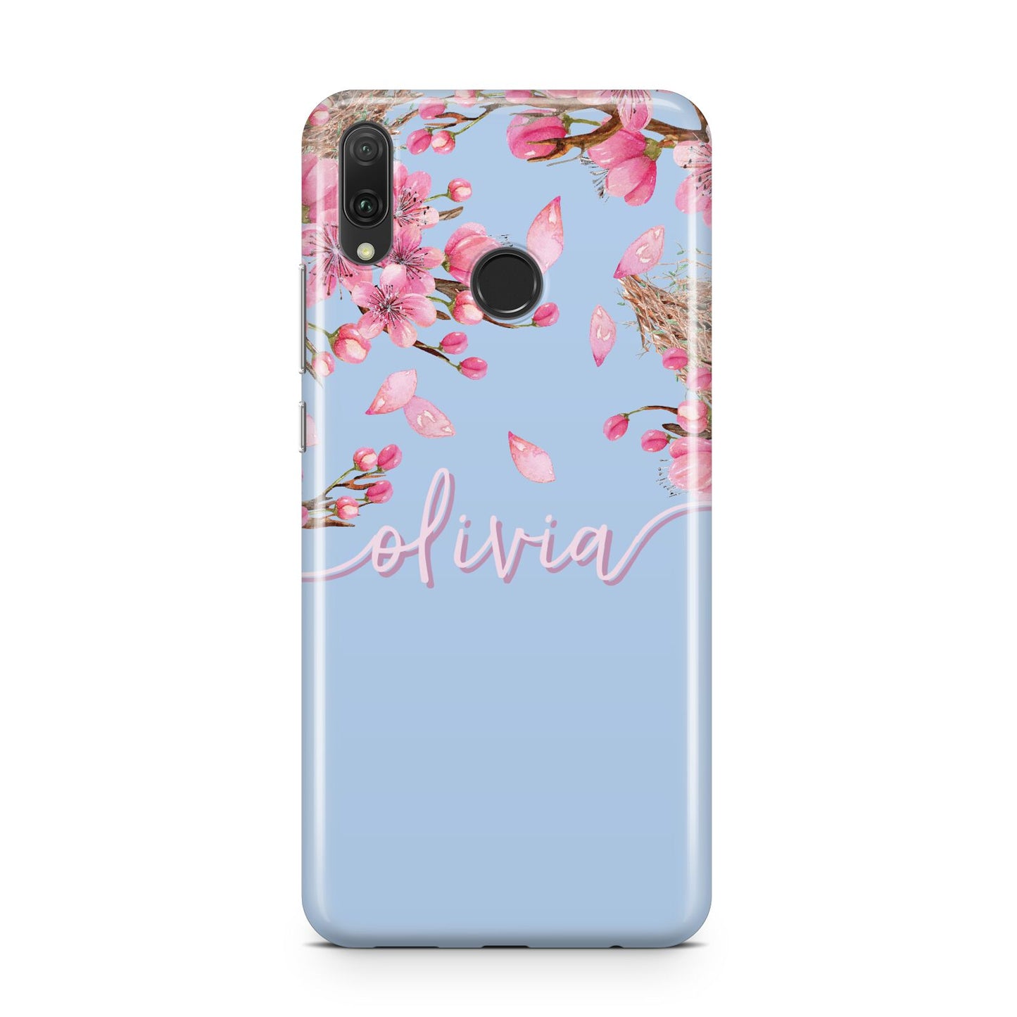 Personalised Blue Pink Blossom Huawei Y9 2019