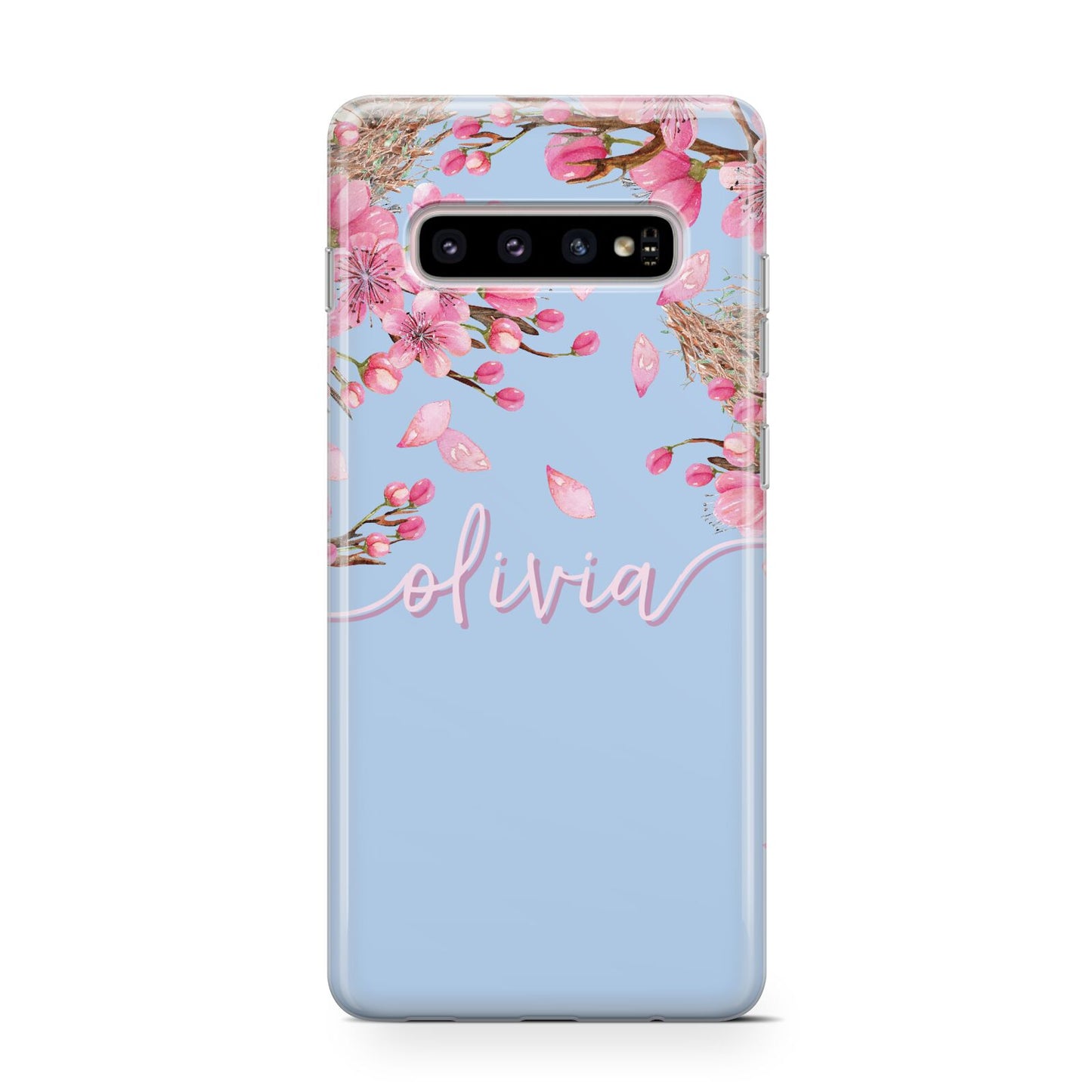 Personalised Blue Pink Blossom Protective Samsung Galaxy Case
