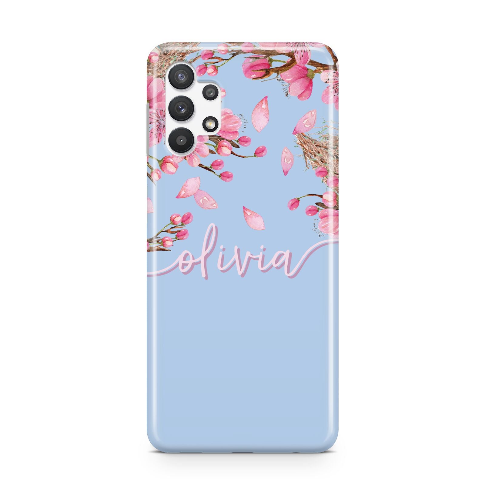 Personalised Blue Pink Blossom Samsung A32 5G Case