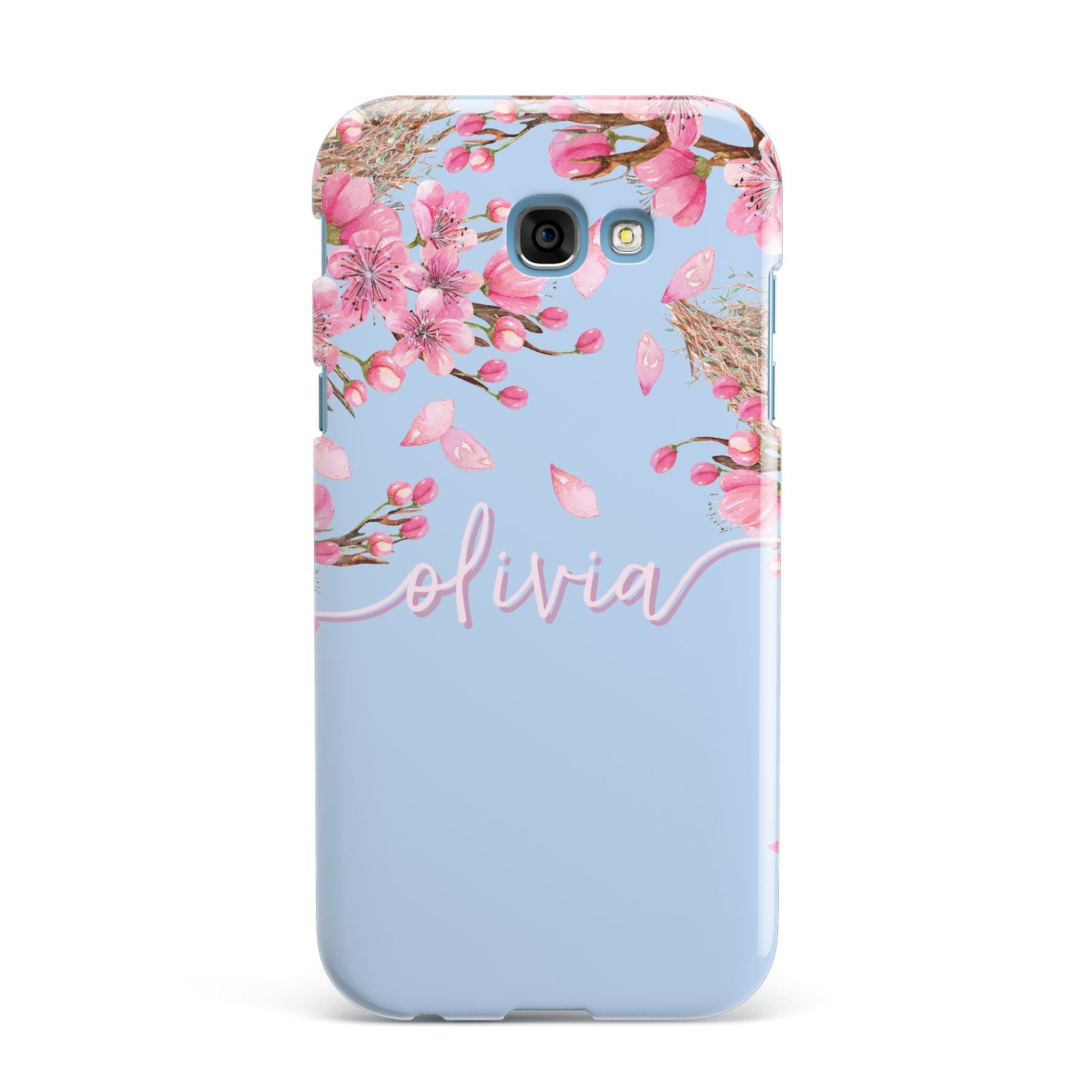 Personalised Blue Pink Blossom Samsung Galaxy A7 2017 Case