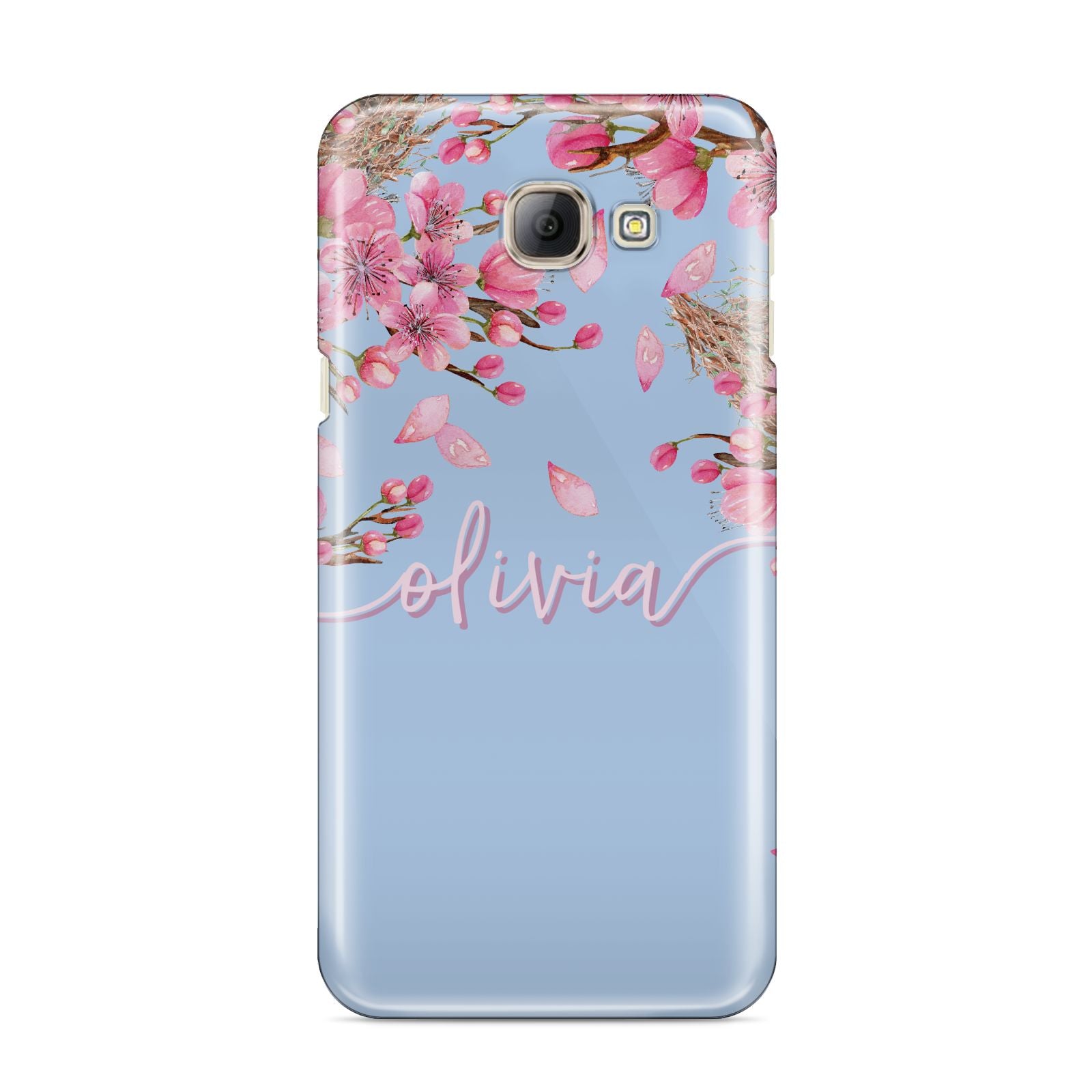 Personalised Blue Pink Blossom Samsung Galaxy A8 2016 Case