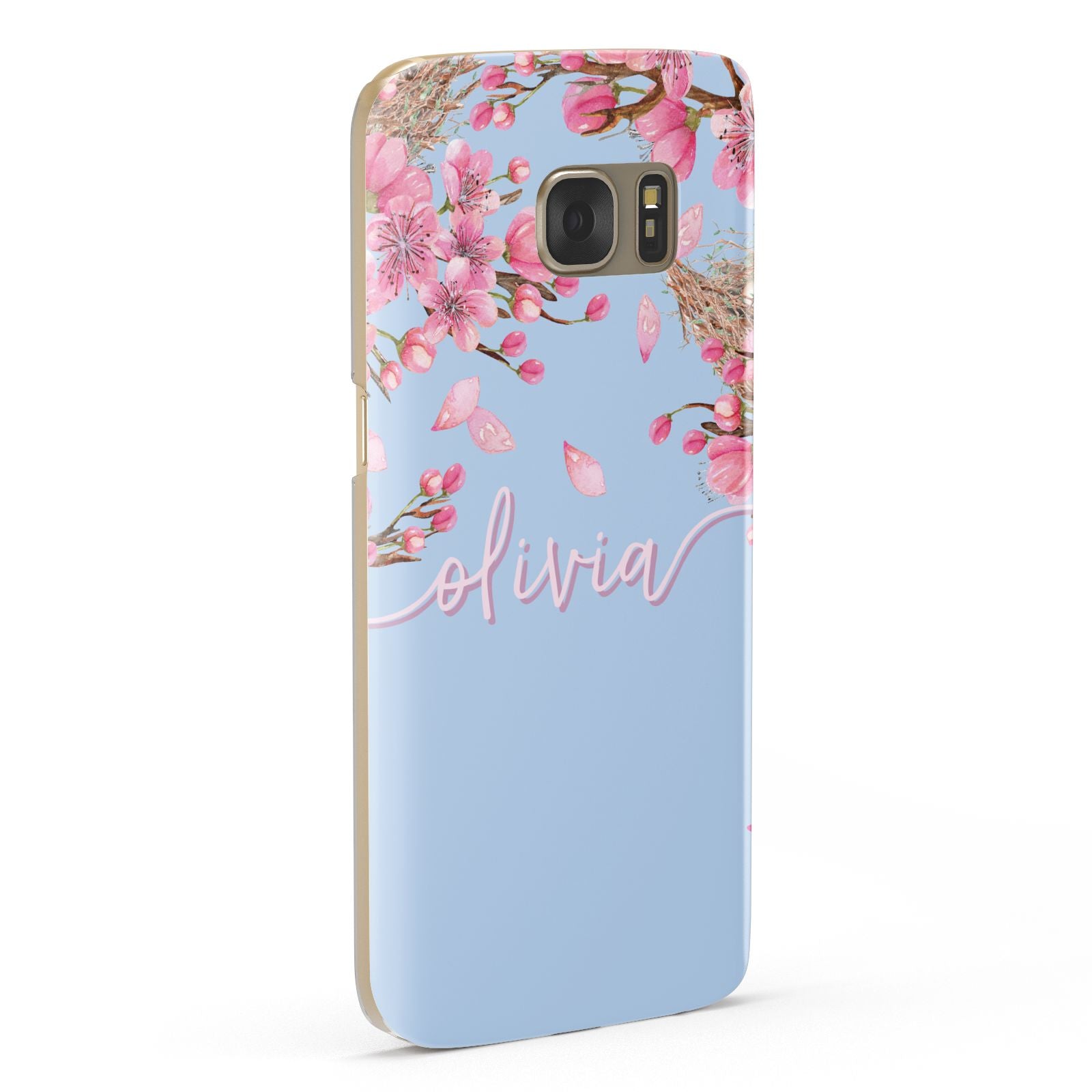 Personalised Blue Pink Blossom Samsung Galaxy Case Fourty Five Degrees
