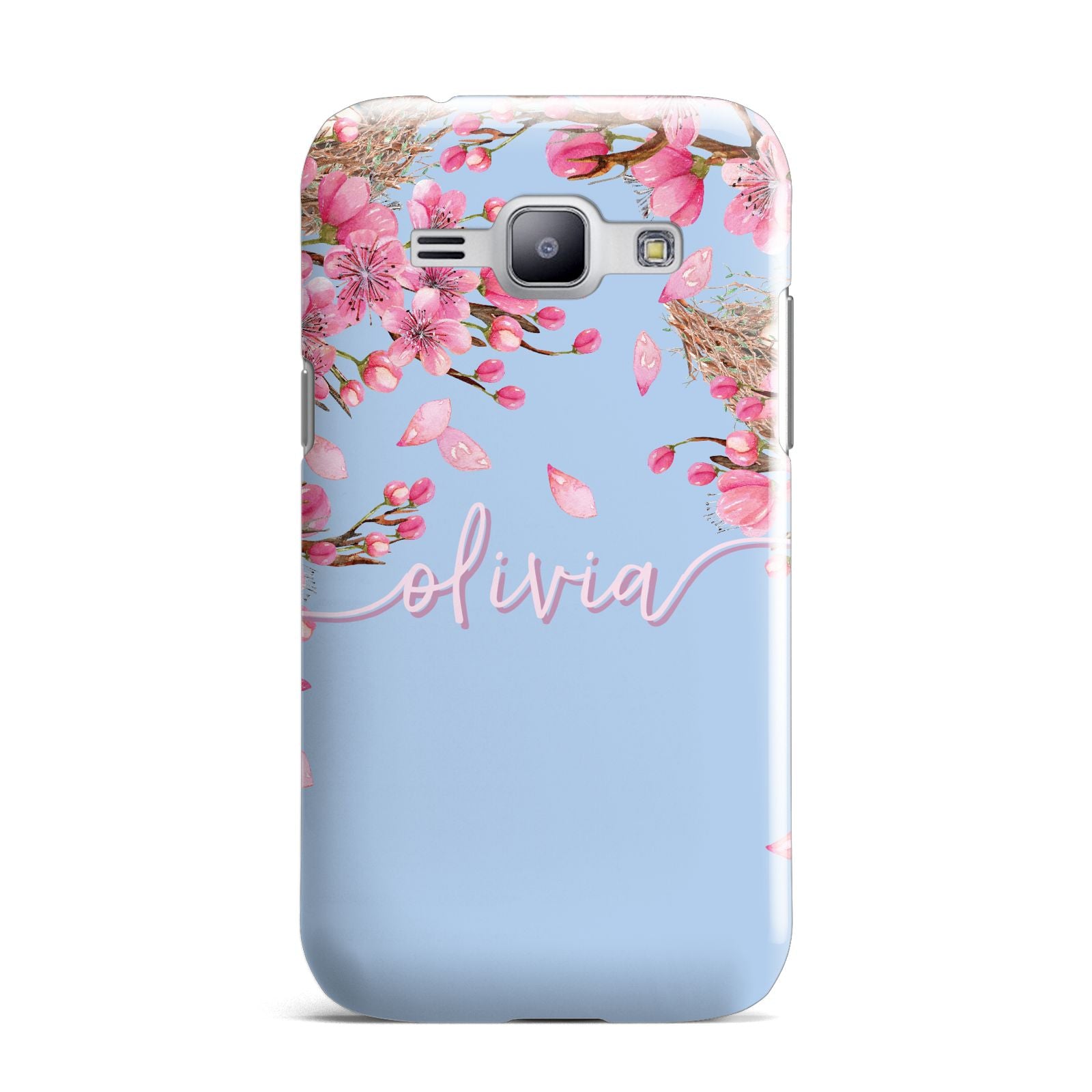 Personalised Blue Pink Blossom Samsung Galaxy J1 2015 Case