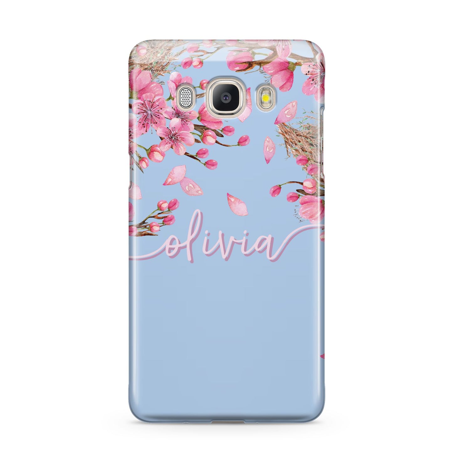 Personalised Blue Pink Blossom Samsung Galaxy J5 2016 Case