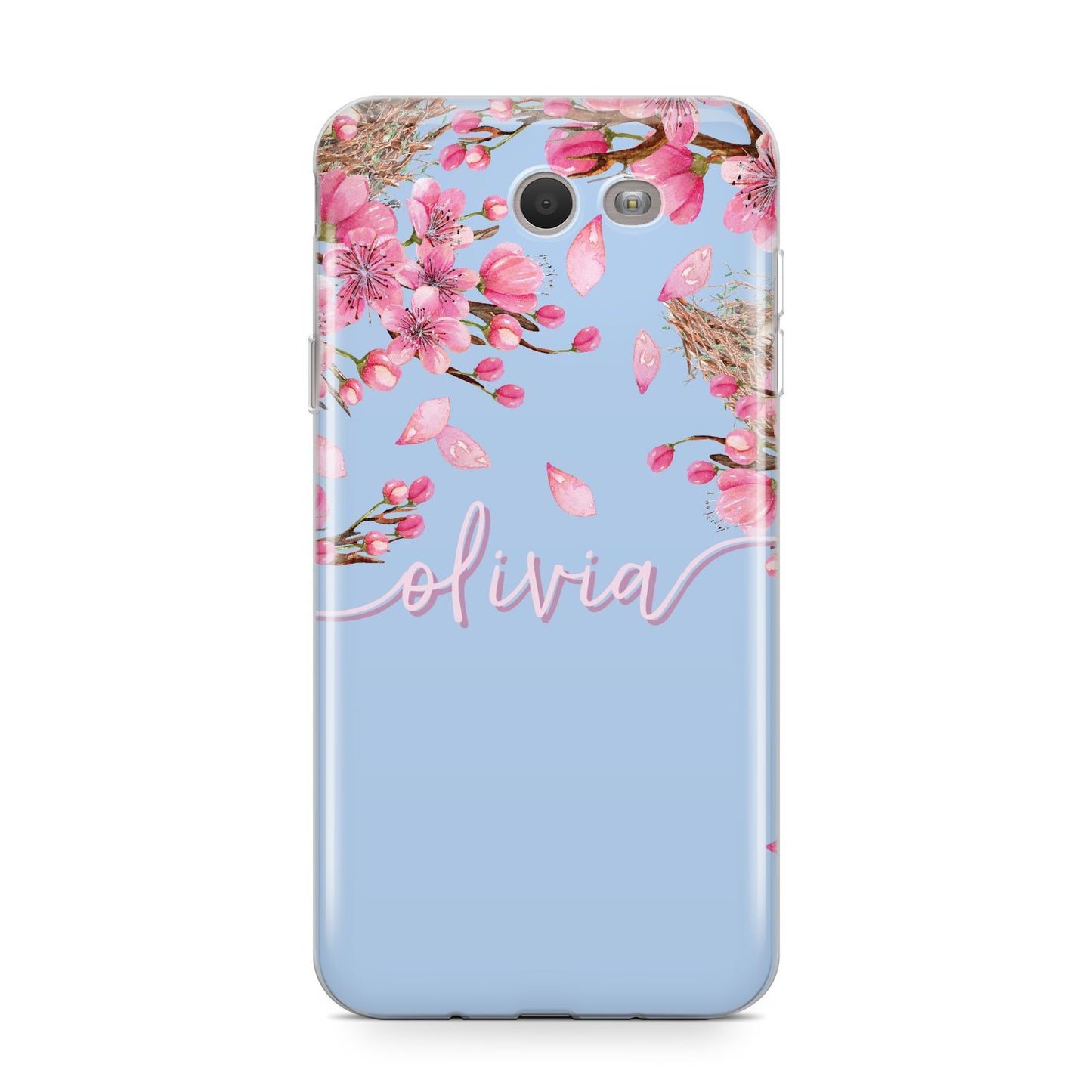 Personalised Blue Pink Blossom Samsung Galaxy J7 2017 Case