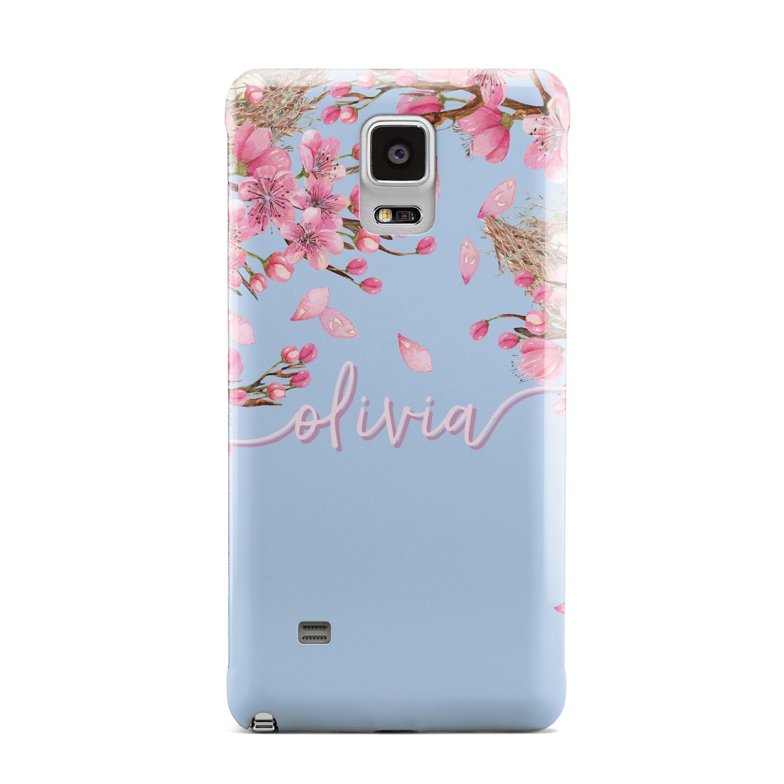 Personalised Blue Pink Blossom Samsung Galaxy Note 4 Case
