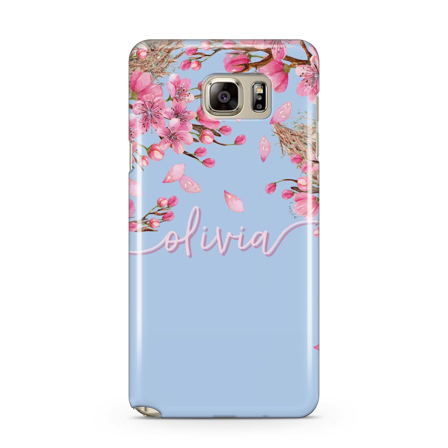 Personalised Blue Pink Blossom Samsung Galaxy Note 5 Case