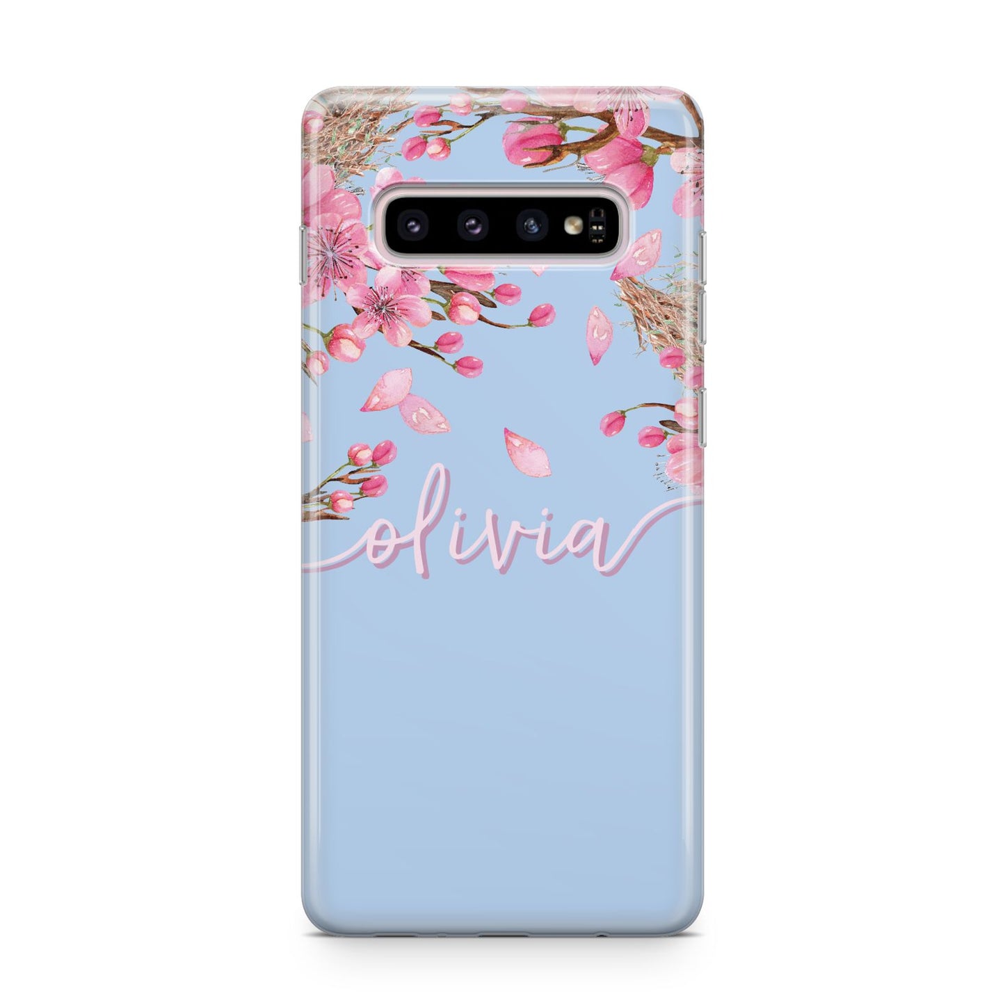 Personalised Blue Pink Blossom Samsung Galaxy S10 Plus Case