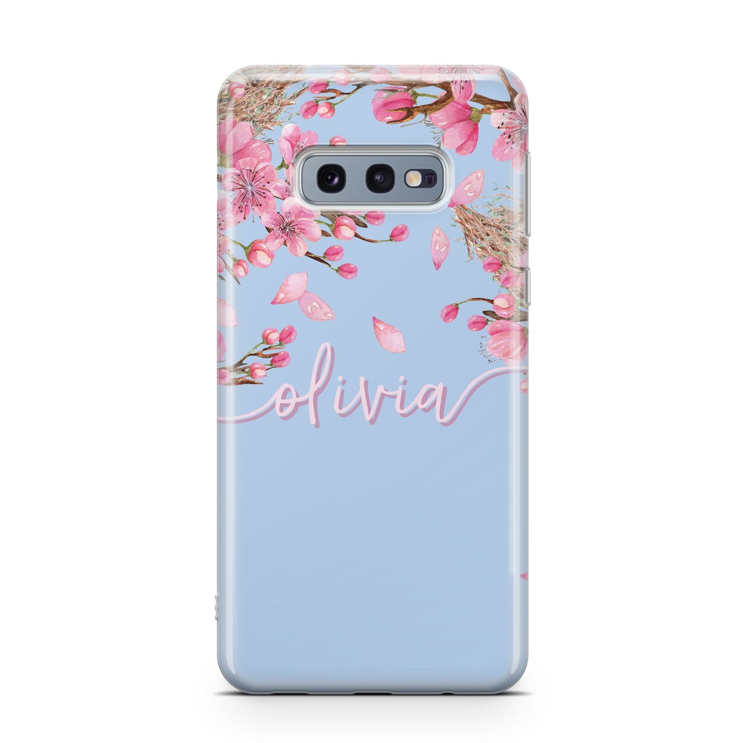 Personalised Blue Pink Blossom Samsung Galaxy S10E Case