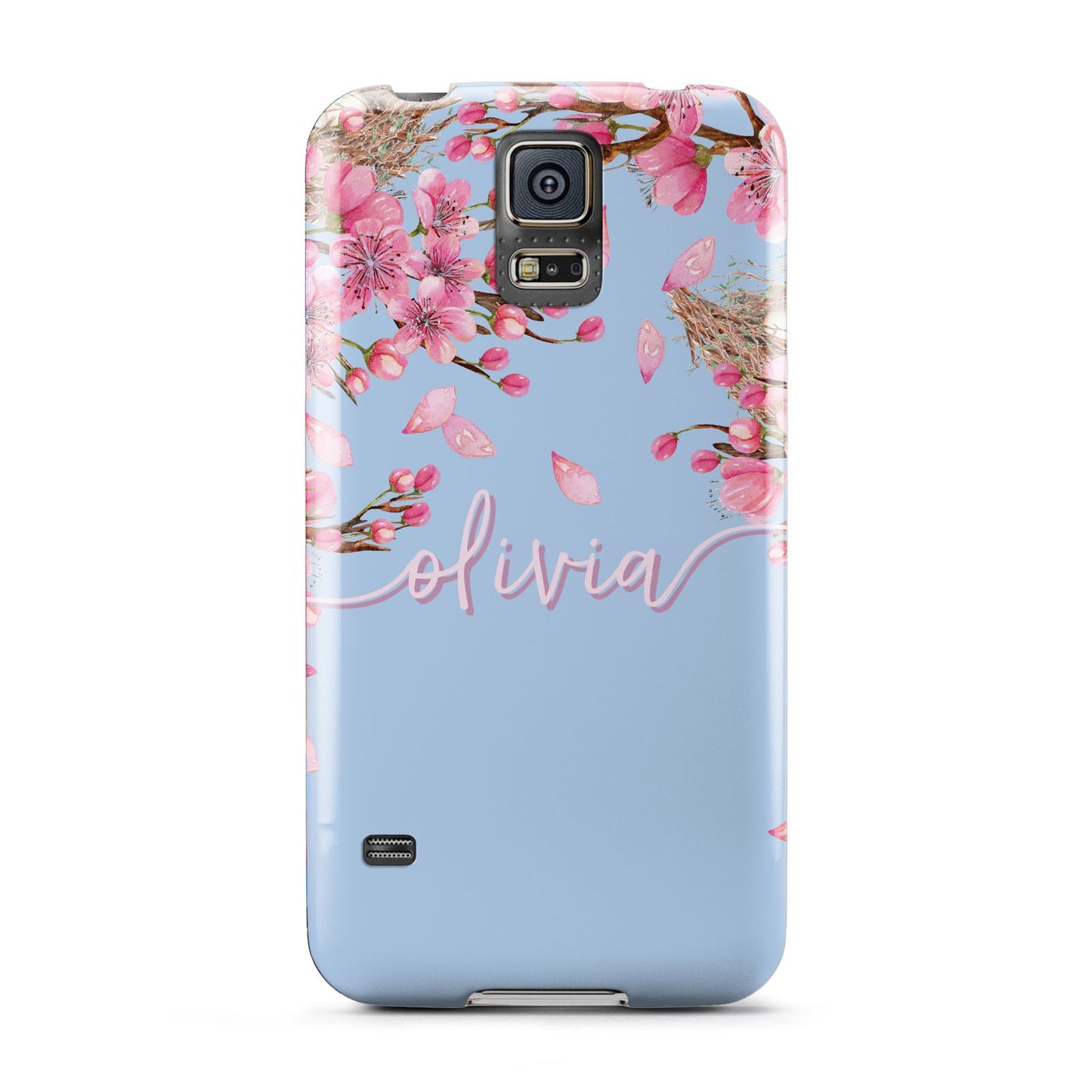 Personalised Blue Pink Blossom Samsung Galaxy S5 Case