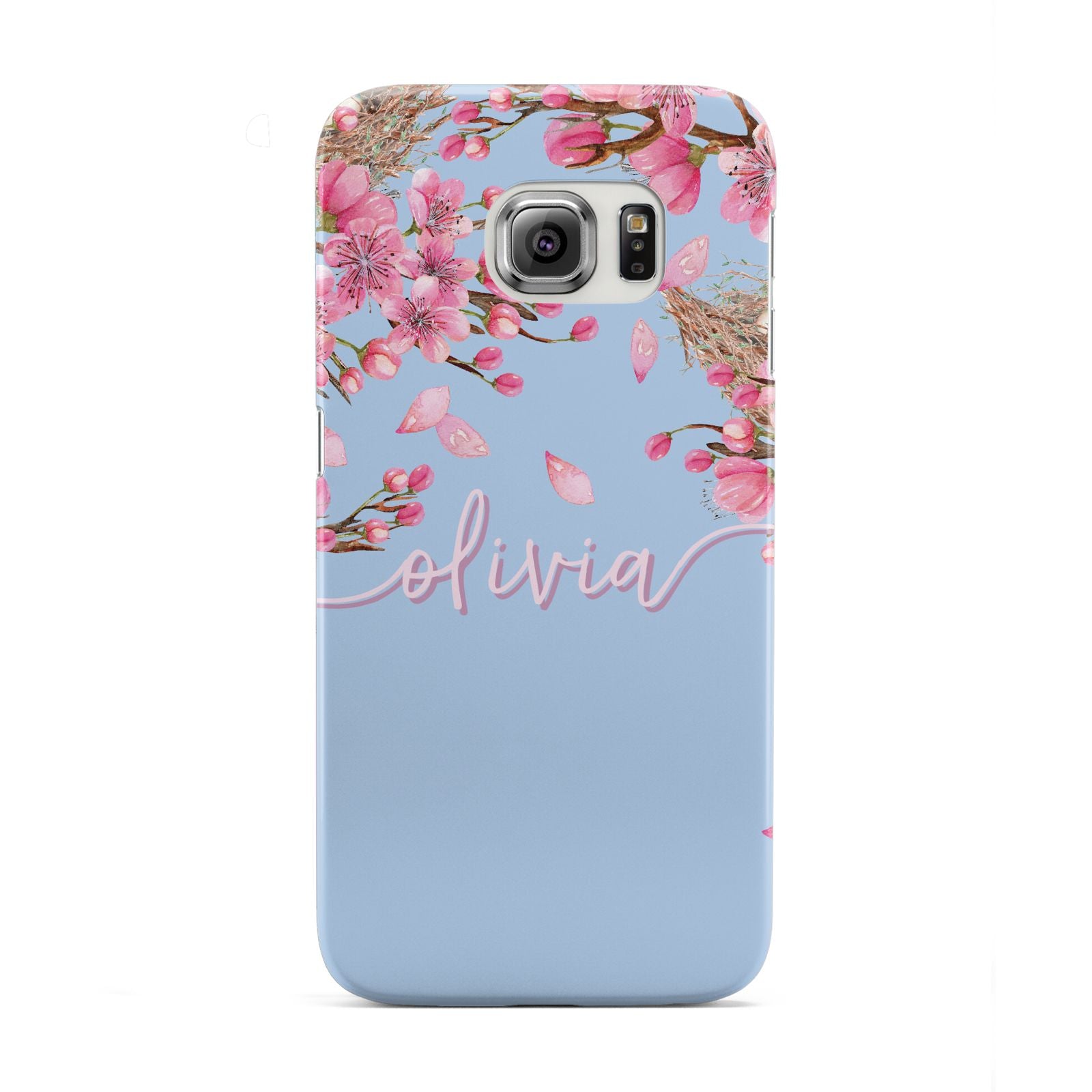 Personalised Blue Pink Blossom Samsung Galaxy S6 Edge Case