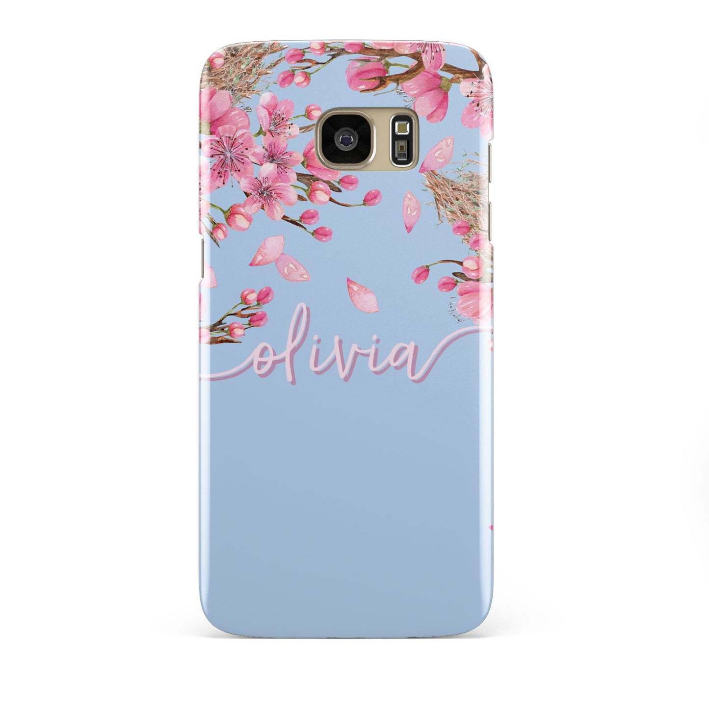 Personalised Blue Pink Blossom Samsung Galaxy S7 Edge Case
