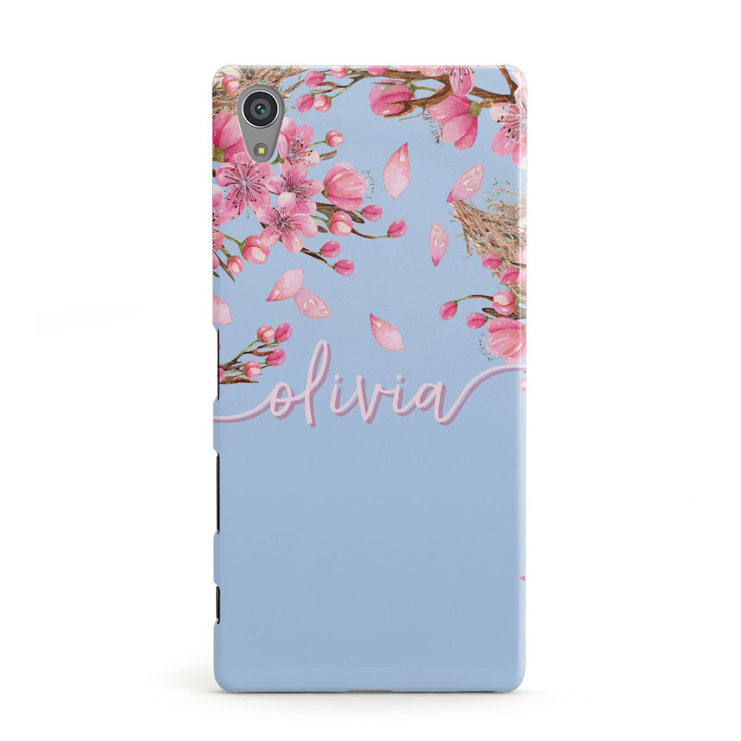 Personalised Blue Pink Blossom Sony Xperia Case