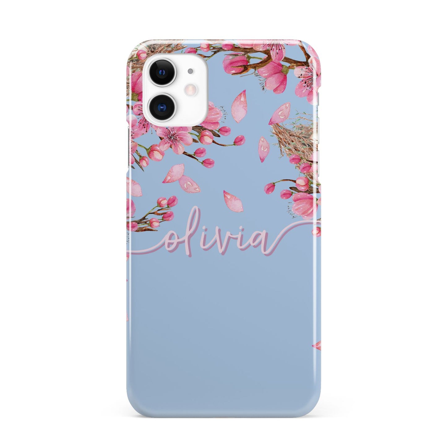 Personalised Blue Pink Blossom iPhone 11 3D Snap Case