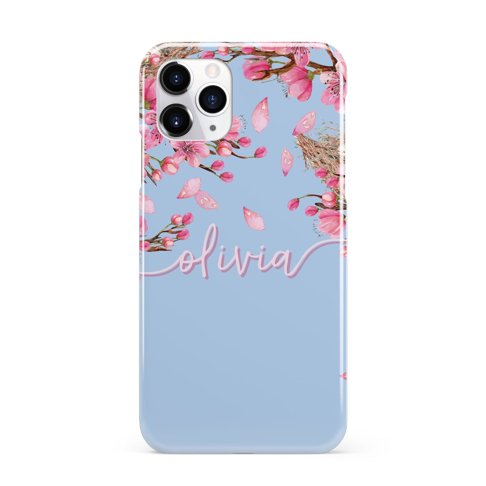 Personalised Blue Pink Blossom iPhone 11 Pro 3D Snap Case