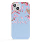Personalised Blue Pink Blossom iPhone 13 Full Wrap 3D Snap Case