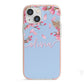 Personalised Blue Pink Blossom iPhone 13 Mini TPU Impact Case with Pink Edges