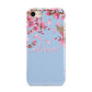 Personalised Blue Pink Blossom iPhone 8 3D Tough Case on Gold Phone