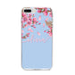 Personalised Blue Pink Blossom iPhone 8 Plus Bumper Case on Silver iPhone