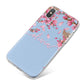 Personalised Blue Pink Blossom iPhone X Bumper Case on Silver iPhone