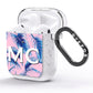 Personalised Blue Pink Palm Leaf AirPods Glitter Case Side Image