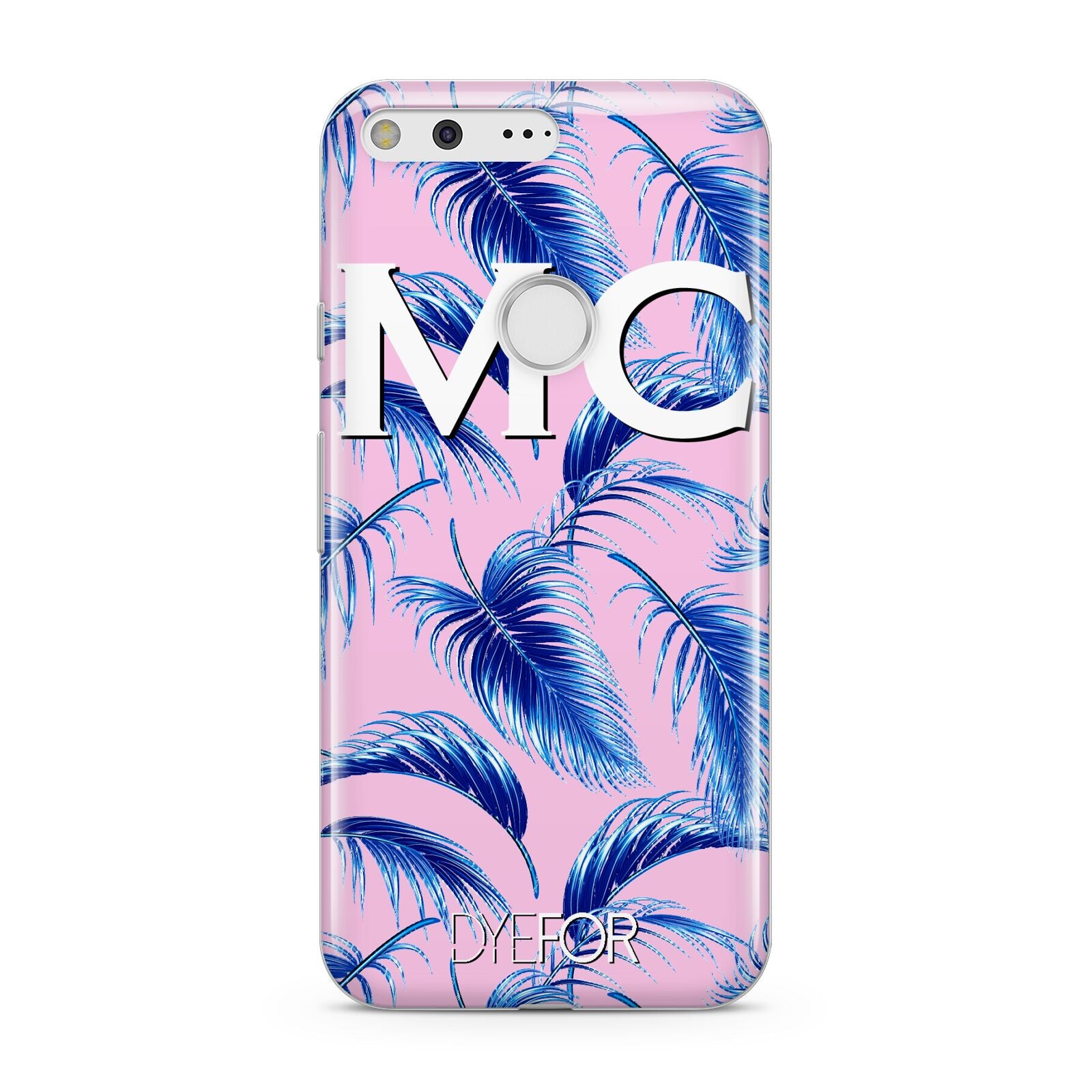 Personalised Blue Pink Palm Leaf Google Pixel Case