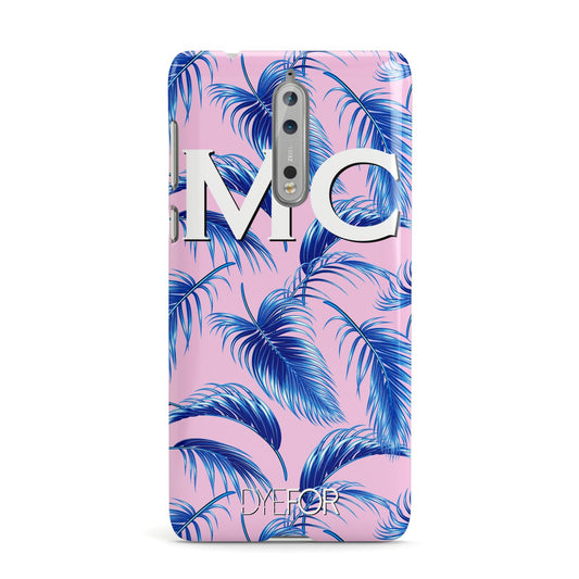 Personalised Blue Pink Palm Leaf Nokia Case