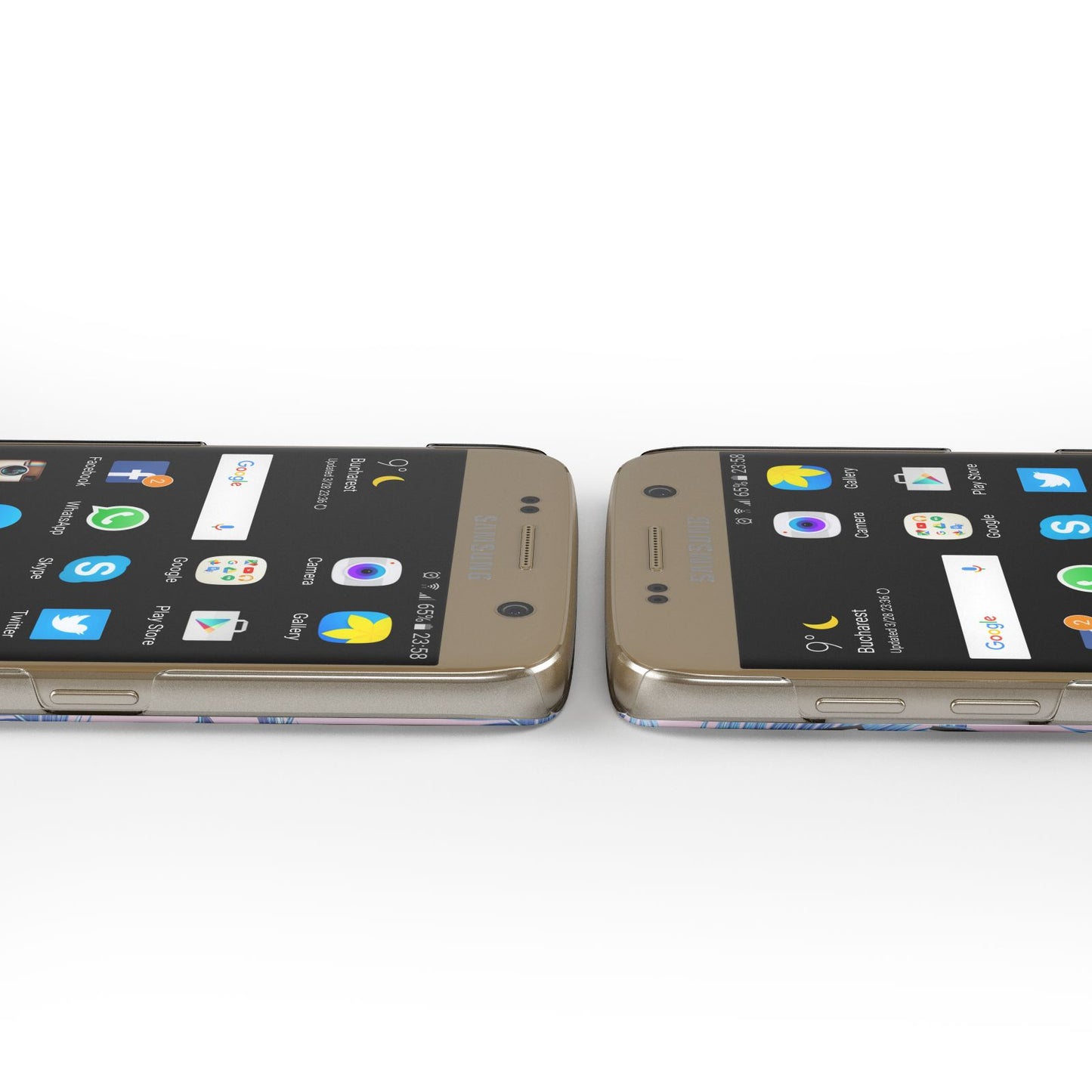 Personalised Blue Pink Palm Leaf Samsung Galaxy Case Ports Cutout