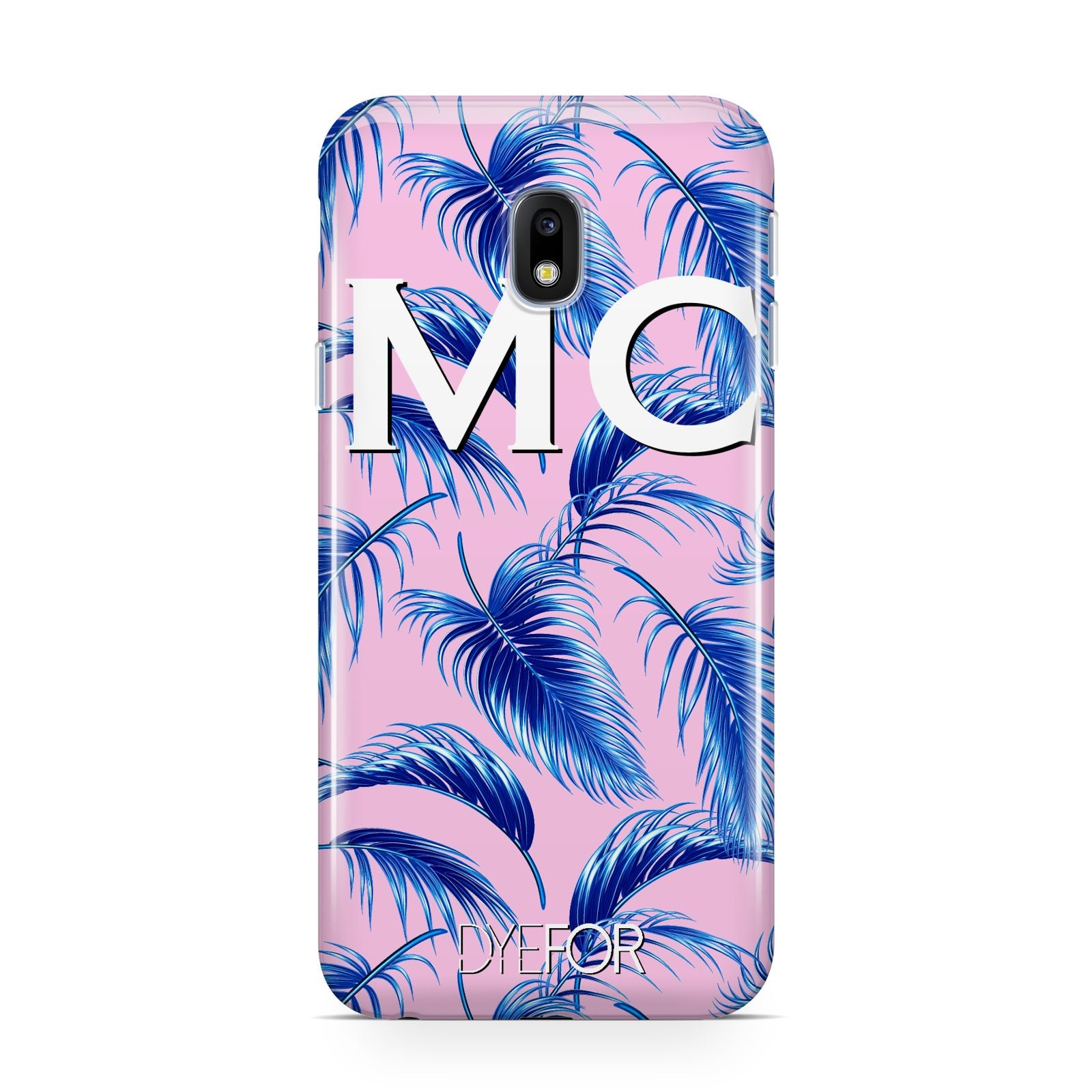 Personalised Blue Pink Palm Leaf Samsung Galaxy J3 2017 Case
