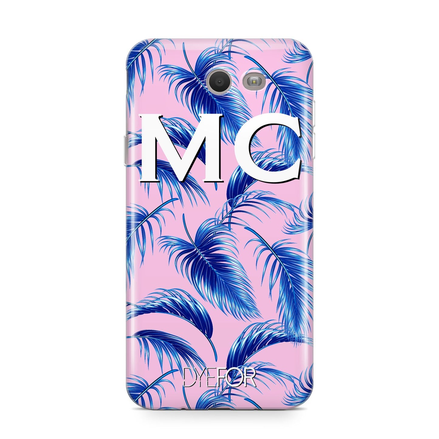 Personalised Blue Pink Palm Leaf Samsung Galaxy J7 2017 Case
