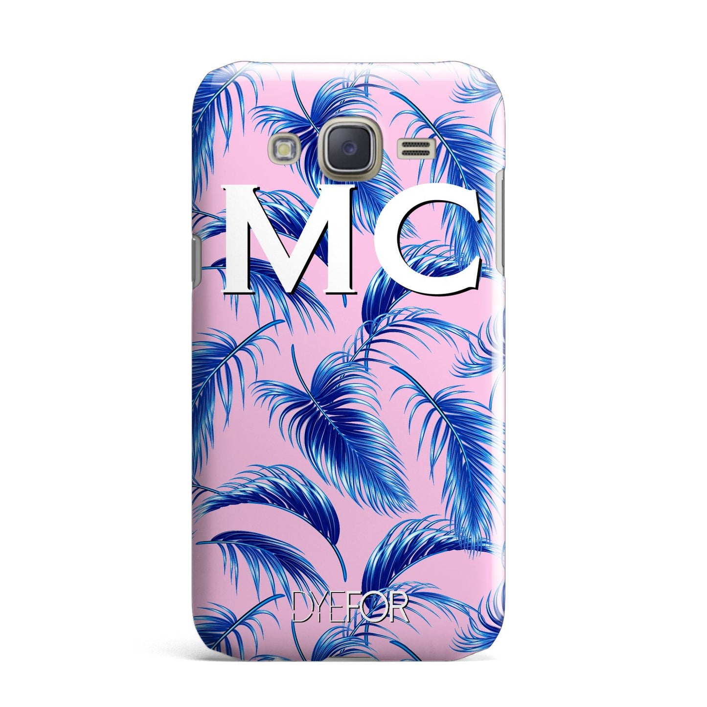 Personalised Blue Pink Palm Leaf Samsung Galaxy J7 Case