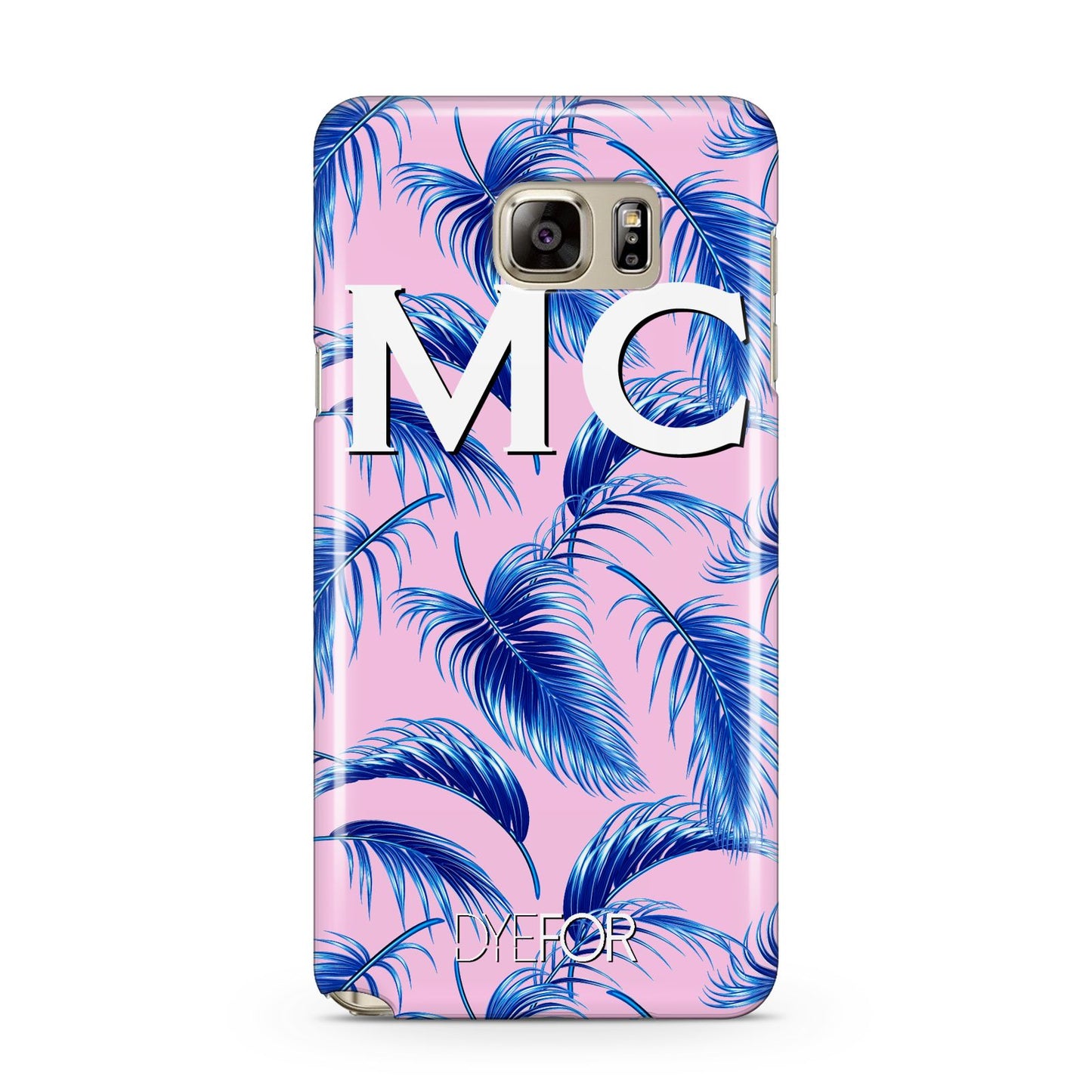 Personalised Blue Pink Palm Leaf Samsung Galaxy Note 5 Case