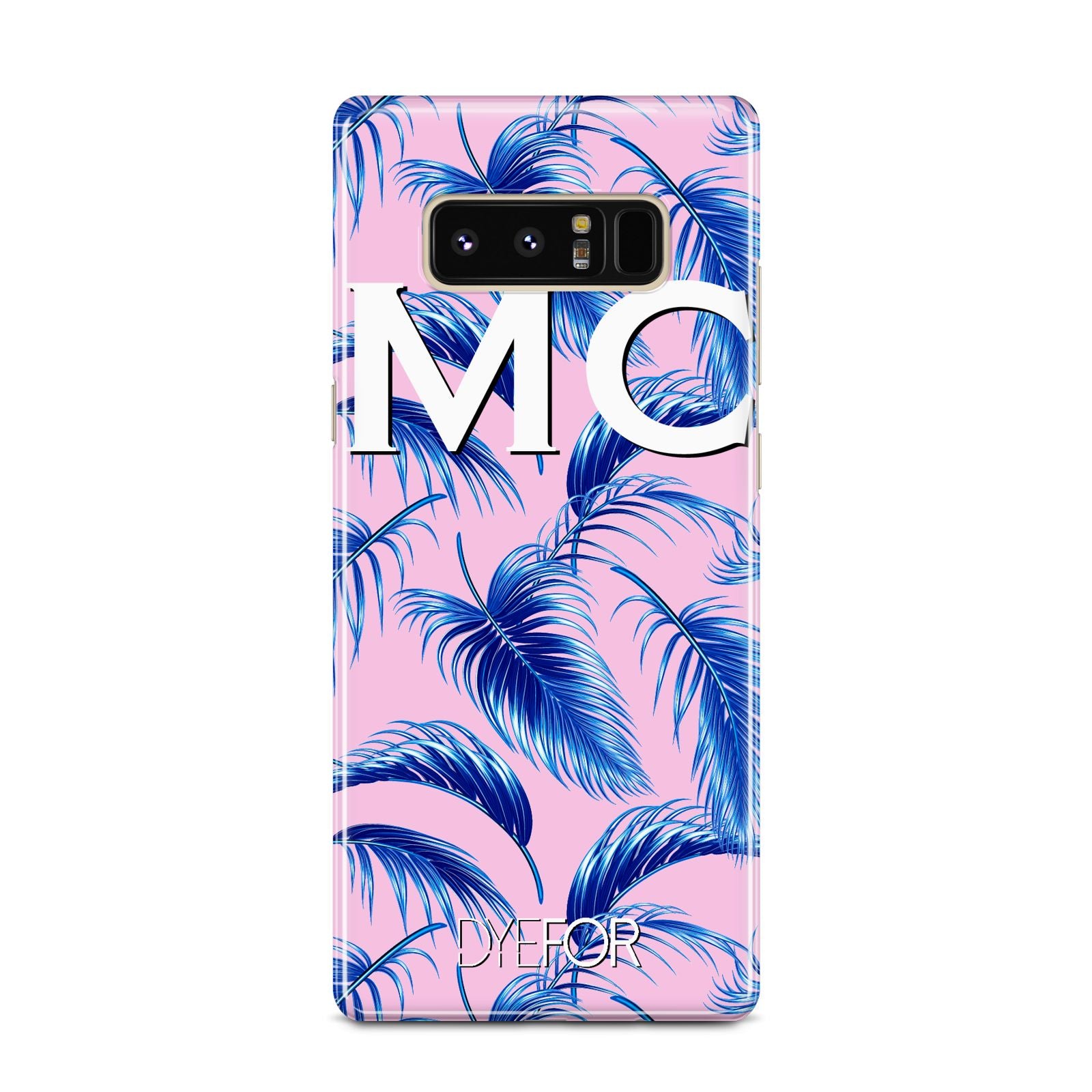 Personalised Blue Pink Palm Leaf Samsung Galaxy Note 8 Case