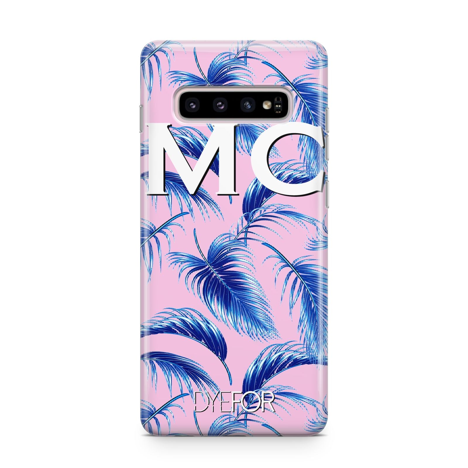 Personalised Blue Pink Palm Leaf Samsung Galaxy S10 Plus Case